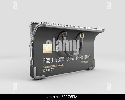3d-Rendering von Open Credit Card, Beschneidungspfad enthalten Stockfoto