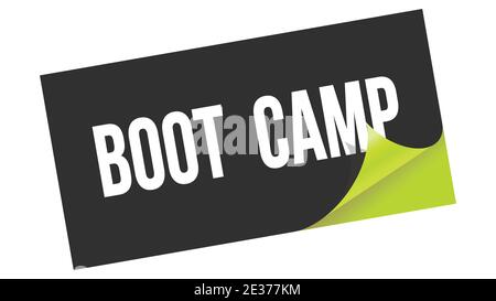 BOOT CAMP Text auf schwarz grünen Sticker Stempel geschrieben. Stockfoto