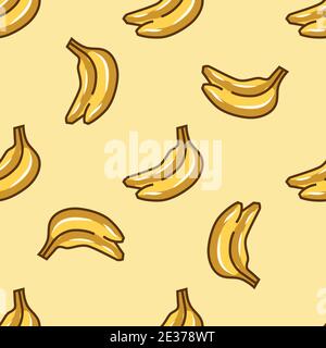 Leuchtend gelbe Banane nahtloses Muster. Vektorgrafik. Stock Vektor