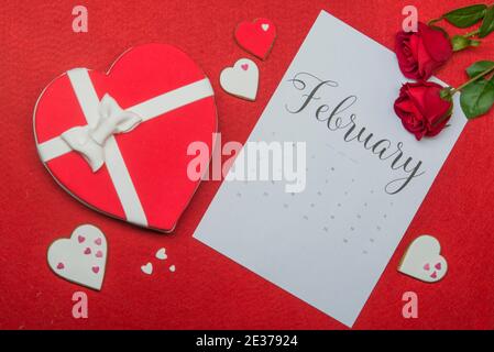 Kalender Februar Valentinstag Stockfoto