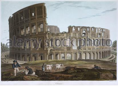 Das antike Rom, das Kolosseum, Rom Italien, Vintage Illustration von 1820 Stockfoto