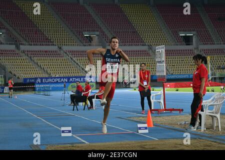 Skopje, Mazedonien - 10.-11. August 2019 Leichtathletik-Europameisterschaften - Dritte Liga. (Männer-Weitsprung, Dreisprung) Stockfoto