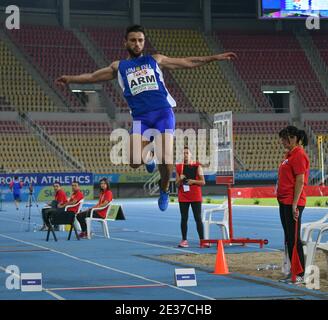 Skopje, Mazedonien - 10.-11. August 2019 Leichtathletik-Europameisterschaften - Dritte Liga. (Männer-Weitsprung, Dreisprung) Stockfoto