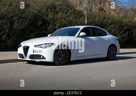 SABADELL, SPANIEN-17. JANUAR 2021: 2015 Alfa Romeo Giulia (Typ 952) Stockfoto