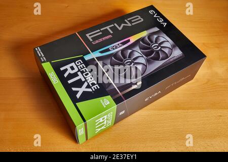 EVGA GeForce RTX 3090 Nvidia GPU Box Stockfoto