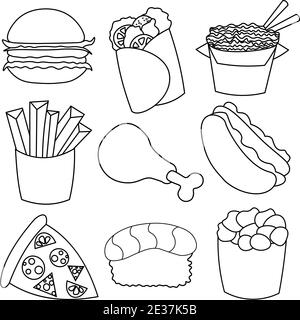 Es kann für Kinder Färbung, Symbole, Web, Postkarten, Dekor, Pacaging, Drucke für Dinge, Abdeckungen für Notizbücher, Dekoration von Schachteln für Spielzeug, st verwendet werden Stock Vektor