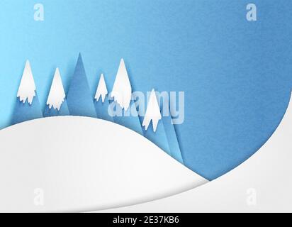 Berge im Schnee im Winter in minimalem Stil Stock Vektor