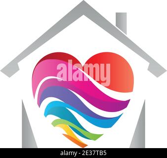 Herz, Liebe, Haus, Maler, Logo, Ikone Stock Vektor