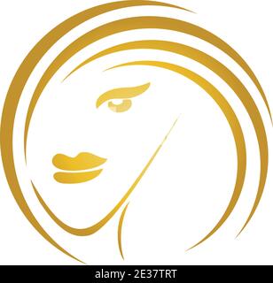 Gesicht und Haare, Frau, Friseur-Logo, Symbol Stock Vektor