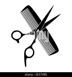 Schere, Kamm, Friseur, Icon, Logo Stock Vektor