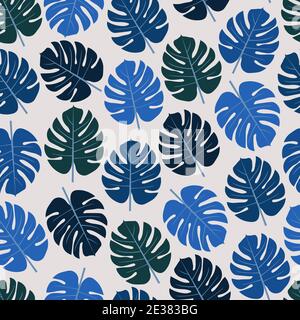 Modische Vektor nahtlose florale ditsy Muster Design von tropischen exotischen Monstera Blätter. Künstlerische Laub wiederholende Textur Hintergrund für Textil Stock Vektor