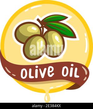 Olivenöl-Logo. Organisches natürliches Produkt Vektor-Emblem. Stock Vektor