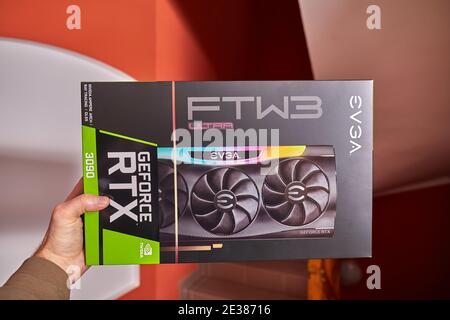 EVGA GeForce RTX 3090 Nvidia GPU Box Stockfoto