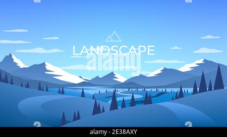 Winterberglandschaft. Natur Eis Hintergrund. Vektorgrafik Stock Vektor