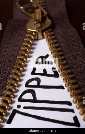 ZIP Hintergrundtextur von Reißverschlüssen Sliders. Hobby diy Konzept Stockfoto