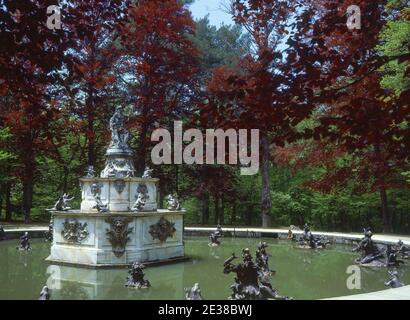 JARDIN-FUENTE DE LAS RANAS O DE LATONA. LAGE: PALACIO REAL-JARDINES. LA GRANJA DE SAN ILDEFONSO. SEGOVIA. SPANIEN. Stockfoto