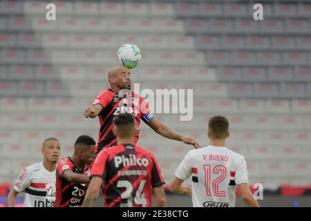 Curitiba, Brasilien. Januar 2021. Thiago Heleno während Athletico und São Paulo. Spiel gültig für die 30. Runde der Brasilianischen Meisterschaft 2020. Estádio Joaquim Américo Guimarães. Curitiba, PR. Kredit: Reinaldo Reginato/FotoArena/Alamy Live Nachrichten Stockfoto