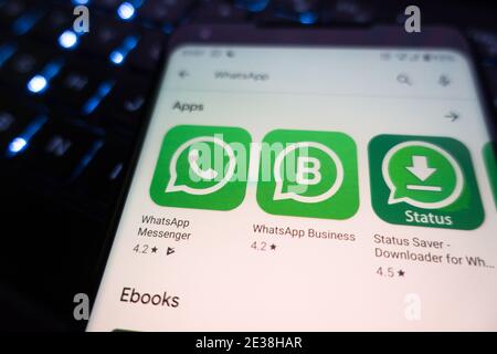 WhatsApp Personal und Business App auf Android playstore Stockfoto