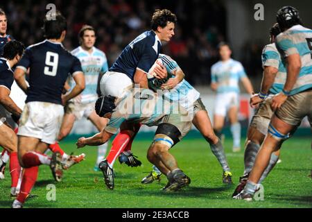 Frankreichs Yannick Jauzion beim Internationalen Freundlichen Rugby Spiel, Frankreich gegen Argentinien im La Mosson Stadion in Montpellier, Frankreich am 20. November 2010. Frankreich gewann 15:9. Foto von Alain Grosclaude/ABACAPRESS.COM Stockfoto