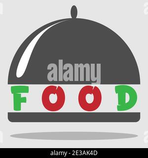 Farblogo von Essen, Restaurant, Café schwarz und weiß Minimalismus mit einem Gericht und einer Inschrift 1 Stock Vektor