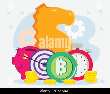 Kryptowährungsbörse Strategie Konzept Vektor Illustration Stock Vektor