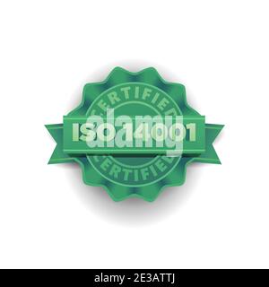 ISO 14001 zertifiziert Badge Symbol. International Standard Organisation Environtment Management Vektor Illustration Stock Vektor
