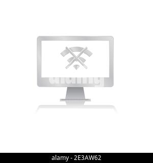 Crossed WiFi keine Internet-Verbindung Symbol in leeren Bildschirm Computer Monitor mit Reflexion minimalistischen modernen Symbol Vektor Illustration Stock Vektor
