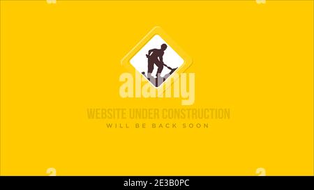 Website im Aufbau werden wir bald wieder. Engineering Zeichnung Papier Hintergrund mit Konstruktion Zeichen Vektor Illustration Stock Vektor