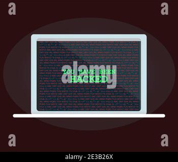 Sie wurden auf dem Laptop-Bildschirm des Computers gehackt Stock Vektor