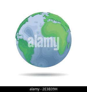 Vector Planet Erde Symbol mit Tiefe des Meeres . Hintergrund der Webdarstellung. Isolierte Erdkugel. Gestaltung der Weltkarte. Symbol des globalen Kugelplaneten. Stock Vektor