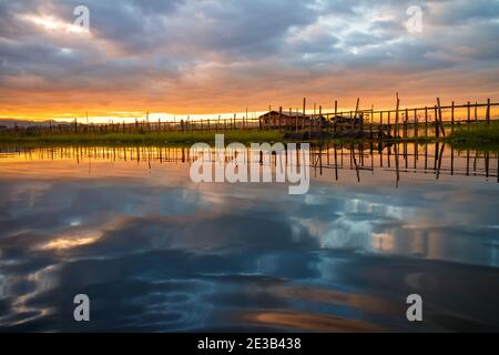 Fischerdorf in Inle See, Shan Staat, Myanmar Stockfoto