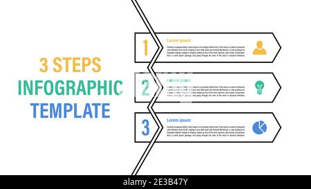 Infografik Design-Vorlage mit Geschäftskonzept Vektor-Illustration mit 3 Schritte oder Optionen oder Prozesse stellen einen Arbeitsfluss oder ein Diagramm dar Stock Vektor