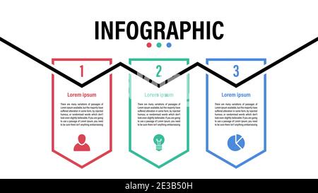 Infografik Design-Vorlage mit Geschäftskonzept Vektor-Illustration mit 3 Schritte oder Optionen oder Prozesse stellen einen Arbeitsfluss oder ein Diagramm dar Stock Vektor