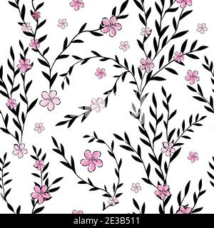 Der nahtlose Hintergrund des Sprigs mit Sakura. Vektorgrafik Stock Vektor