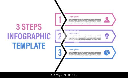 Infografik Design-Vorlage mit Geschäftskonzept Vektor-Illustration mit 3 Schritte oder Optionen oder Prozesse stellen einen Arbeitsfluss oder ein Diagramm dar Stock Vektor