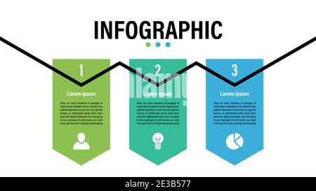 Infografik Design-Vorlage mit Geschäftskonzept Vektor-Illustration mit 3 Schritte oder Optionen oder Prozesse stellen einen Arbeitsfluss oder ein Diagramm dar Stock Vektor