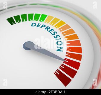 Farbskala mit Pfeil von Grün nach Rot. Das Symbol des Tiefdruckmessgeräts. Tachometer, Tachometer, Anzeigen. Bunte Infografik g Stockfoto