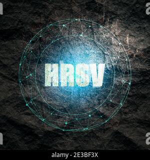 Abbildung des humanen respiratorischen Synzytialvirus. HRSV-Text. Medizinisches Forschungsthema. Virus-Epidemie-Warnung Stockfoto