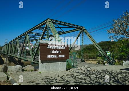 World war II Memorial Tha Pai Memorial Bridge in Pai, Mae Hong Son, Thailand. (Übersetzung: Tha Pai Memorial Bridge) Stockfoto