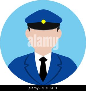 Kreisförmige Arbeiter Avatar Symbol Illustration (Oberkörper) / Polizei Mann, Busfahrer Stock Vektor