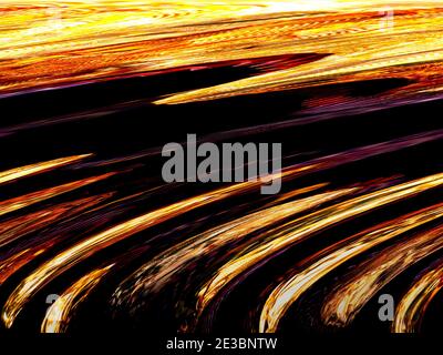 Feurige Spiralen der Krümmung des Raumes auf einem schwarzen Hintergrund. Stockfoto
