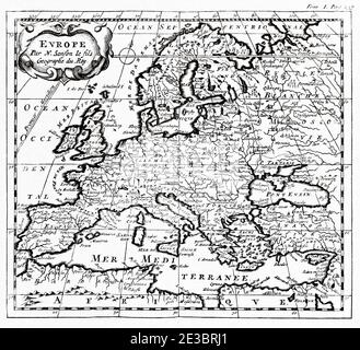 Alte Karte von Europa von 1660. Europa par N. Sanson le fils Geographe du Roy Stockfoto