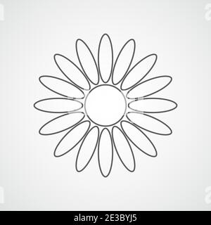 Graues Kamillensymbol in Gänseblümchen isoliert. Vektorgrafik. Blume im flachen Stil. Stock Vektor