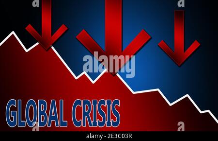 3D-Rendering Illustration der globalen wirtschaftlichen Rezession Konzept Stockfoto