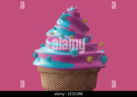 Eiscreme, die mit Coronavirus oder Streuseln kontaminiert ist Stockfoto