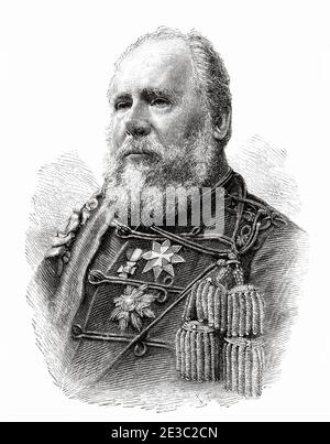 Porträt von Wilhelm III. (1817-1890) König der Niederlande und Großherzog von Luxemburg, Niederlande. Alte XIX Jahrhundert gravierte Illustration von La Ilustracion Española y Americana 1890 Stockfoto