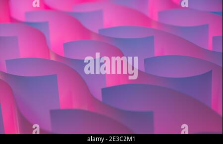 Die hellen rosa Blätter Welle Papier Farbe Design. Stockfoto