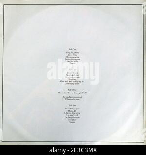 Jethro Tull: 1972. Doppel-LP inneres Booklet - Songtitel: Living in the Past Stockfoto