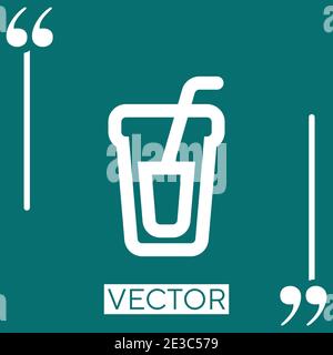 Trinkglas Umriss mit einem Stroh Linear Symbol. Bearbeitbare Konturlinie Stock Vektor