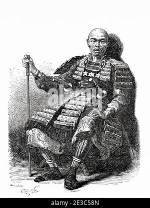 Taikosama. Fide-Yosi, berühmter General der japanischen kaiserlichen Armee, Japan. Alte Illustration aus dem 19. Jahrhundert Reise nach Japan von Aime Humbert aus El Mundo en La Mano 1879 Stockfoto